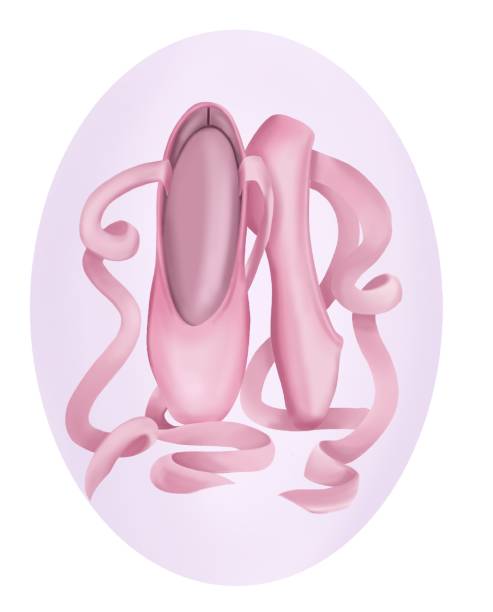 ballettrosa spitzenschuhe umwickeln bänder, aber vor dem hintergrund eines rosa ovals - 11311 stock-grafiken, -clipart, -cartoons und -symbole