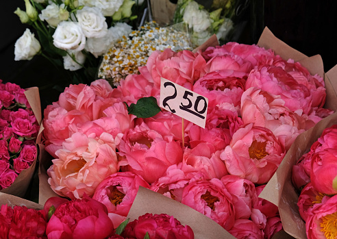 Flower shop along the streets of Paris France