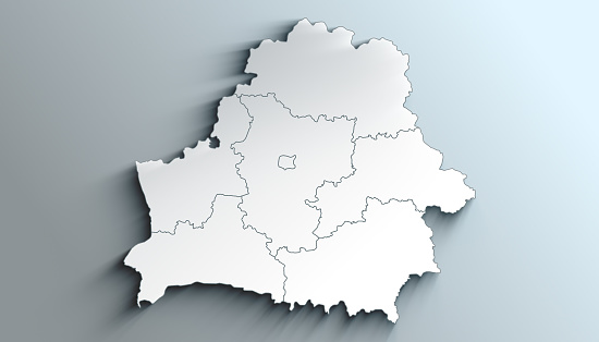 Geographical Map of Belarus with Regions with Regions with Shadows
