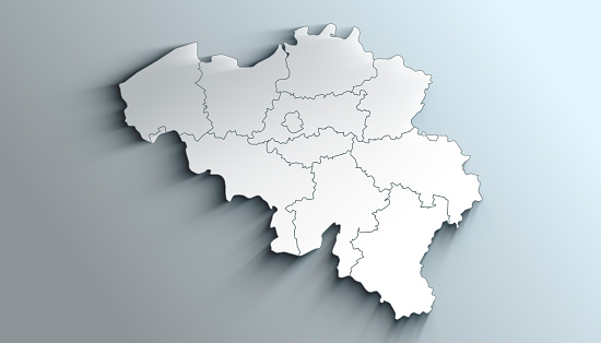 Geographical Map of Belgium with Provinces with Regions with Shadows