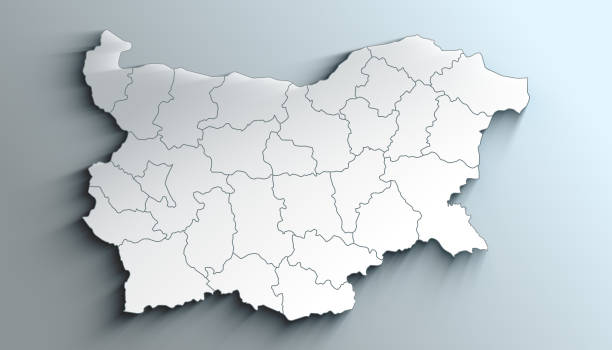 istock Modern White Map of Bulgaria with Provinces With Shadow 1404396853