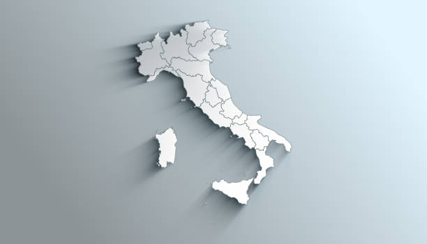 Geographical Map of Italy with Regions with Regions with Shadows