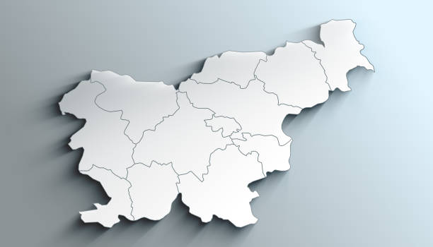 istock Modern White Map of Slovenia with Statistical regions With Shadow 1404397037