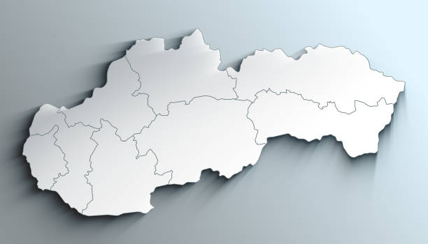 istock Modern White Map of Slovakia with Regions With Shadow 1404397038