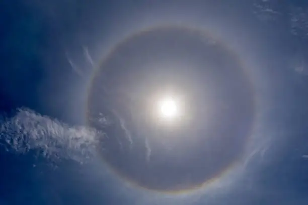 Phenomenon,sun halo in june with white cloud