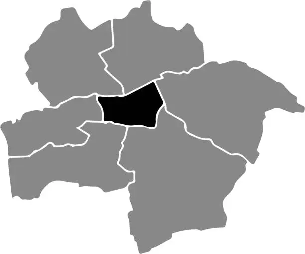 Vector illustration of Locator map of the MITTE DISTRICT, HAMM