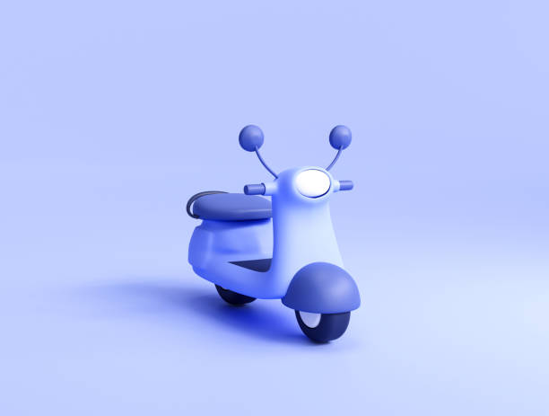 istock Delivery scooter or motorcycle shopping online delivery e-commerce concept on blue background 3d illustration 1404400093