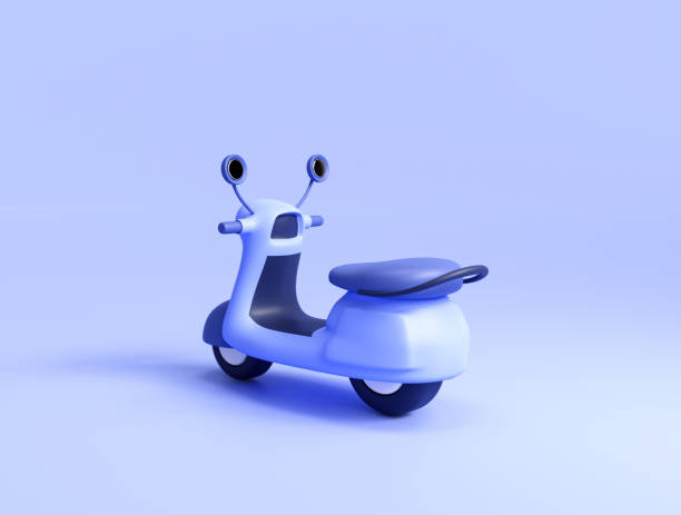 istock Delivery scooter or motorcycle online delivery e-commerce concept on blue background 3d illustration 1404400106