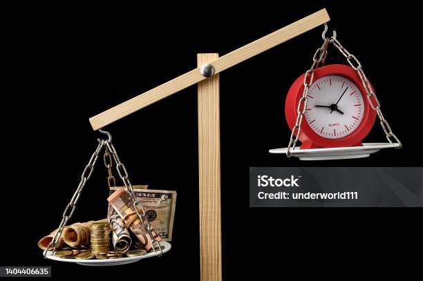 Clock And Currency Time Is Money Concept Stock Photo - Download Image Now - Balance, Business, Clock