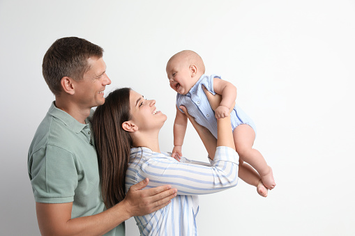 Happy baby on white background