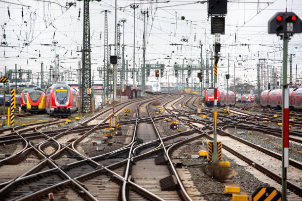 istock Trains, switches and railyard 1404414237