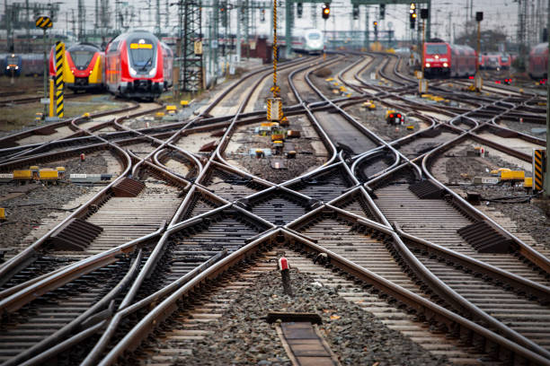 istock Trains, switches and railyard 1404414263