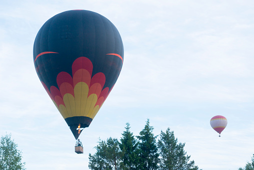 Balloons flying low overhead