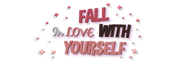 istock FALL IN LOVE WITH YOURSELF lettering 3D render on pink background 1404419745