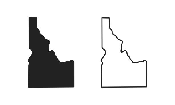 Idaho outline state of USA. Map in black and white color options. Vector Illustration."n Idaho outline state of USA. Map in black and white color options. Vector Illustration. idaho stock illustrations