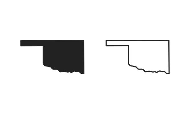 オクラホマ州の概要は、米国の州。黒と白のカラーオプションでマップします。ベクターイラストレーション」n - oklahoma点のイラスト素材／クリップアート素材／マンガ素材／アイコン素材