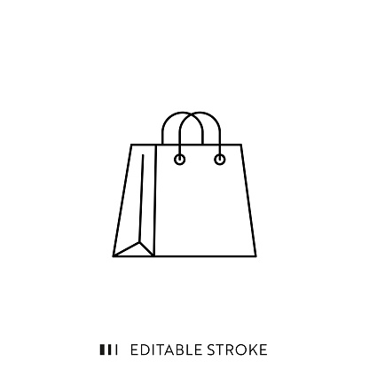 Shopping Bag Line Icon with Editable Stroke