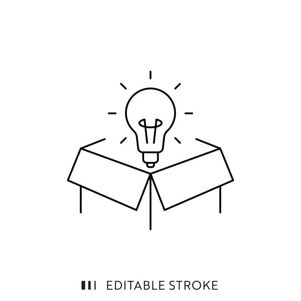 ilustrações de stock, clip art, desenhos animados e ícones de think outside the box line icon with editable stroke - box thinking creativity inspiration