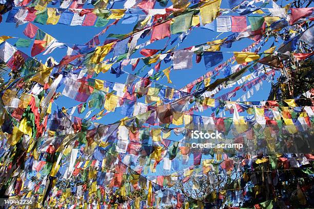 Multicolored Prayer Flags Fill The Sky Stock Photo - Download Image Now - Darjeeling - India, Prayer Flag, Tibetan Culture