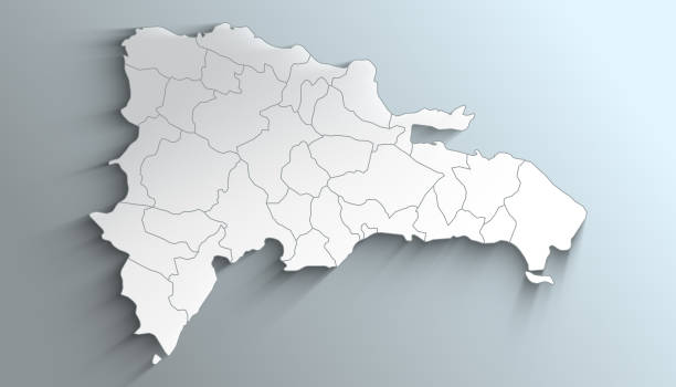 istock Modern White Map of Dominican Republic with Provinces with Counties With Shadow 1404422409
