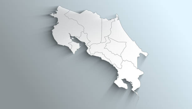 Geographical Map of Costa Rica with Provinces with Counties with Regions with Shadows
