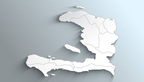 Geographical Map of Haiti with Departments with Counties with Regions with Shadows
