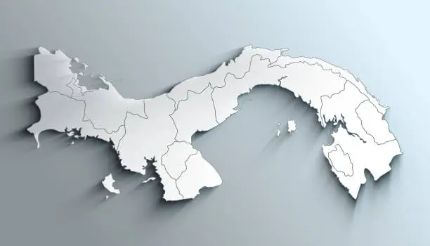 Geographical Map of Panama with Provinces with Counties with Regions with Shadows