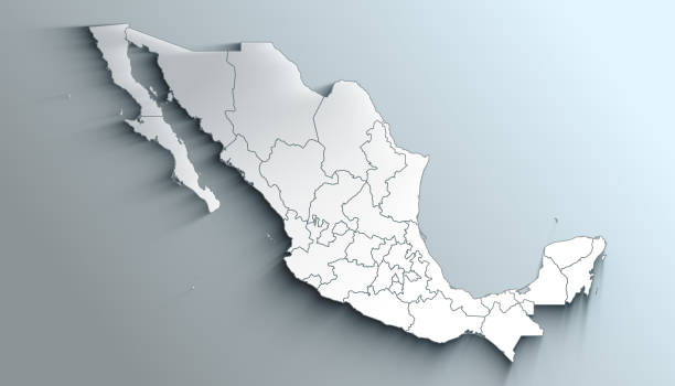 istock Modern White Map of Mexico with States with Counties With Shadow 1404422469