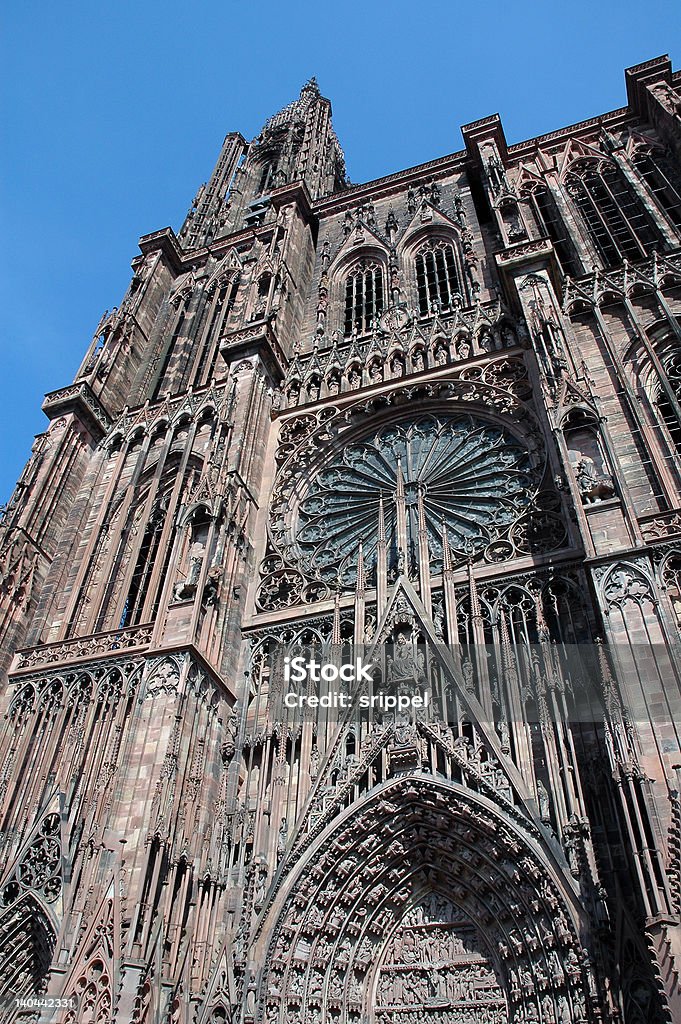 Cathedral de Norte-Dame In Strasbourg, France West facade of historic Strasbourg Cathedral  Alsace Stock Photo