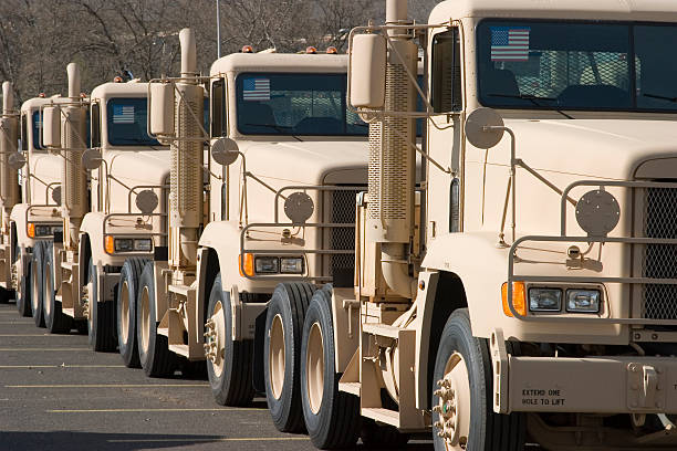 Military tractors stock photo