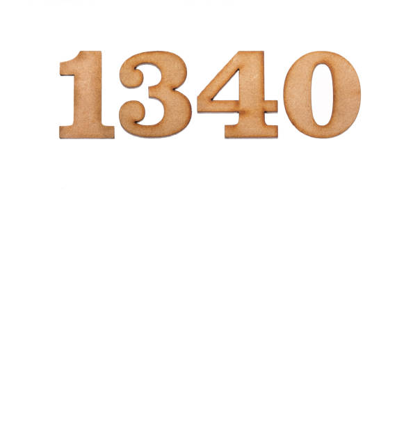 istock Number 1340 in wood, isolated on white background 1404426431