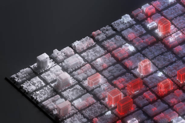 istock Buildings evolving to a smart city illuminated by neon lights 1404427314