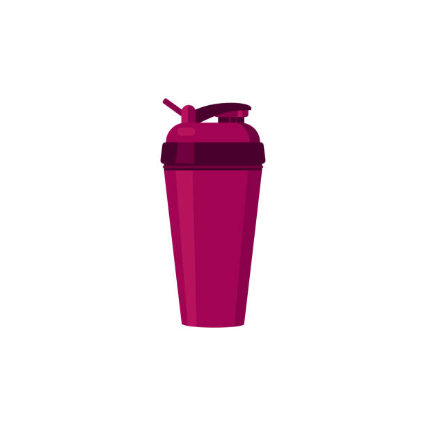 ilustrações de stock, clip art, desenhos animados e ícones de shaker bottle to prepare sport energy drinks, flat vector illustration isolated. - body building milk shake protein drink drink