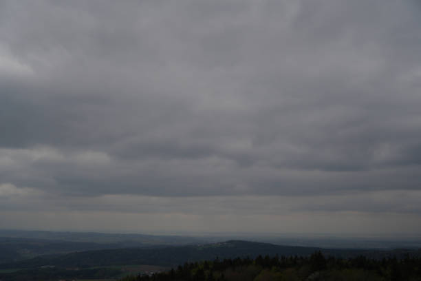 Landscape photos in the Bavarian Forest with fascinating clouds and blue sky
