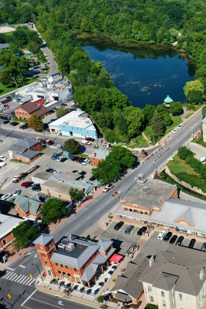 istock Aerial vertical of Milton, Ontario, Canada on fine spring morning 1404431973