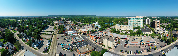 An aerial panorama scene of Milton, Ontario, Canada