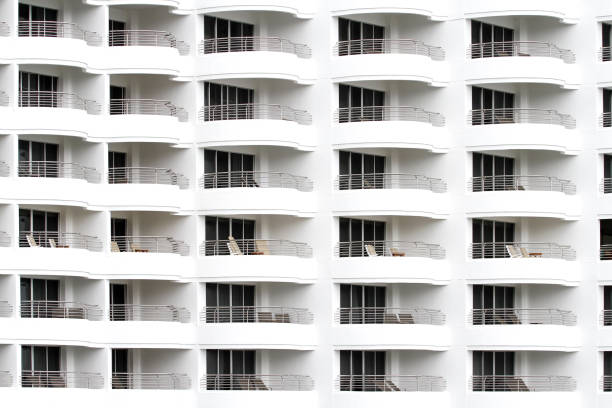 Small part of a modern apartment building, taken a Street  in Bangkok, extensive image editing,  for a generic appearance