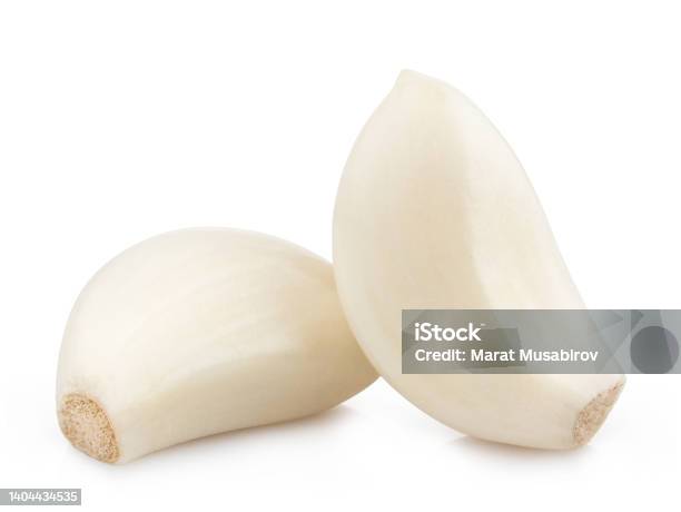 Garlic Cloves On White Stock Photo - Download Image Now - Garlic Clove, Onion, Peeled