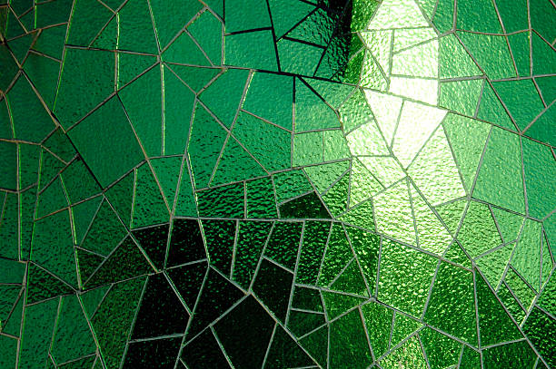 istock Shinny, green glass mosaic with reflections 140443973