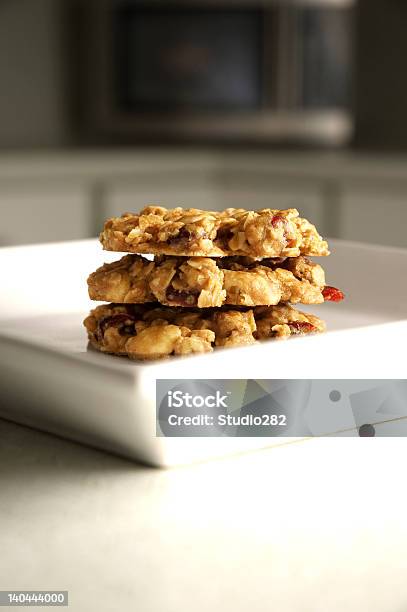 Cranberry White Chocolate Pecan Oatmeal Cookies Stock Photo - Download Image Now - Cookie, Cranberry, Plate