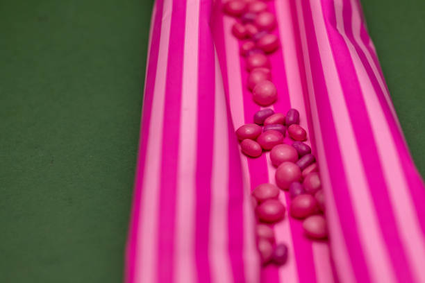 Striped pink paper and candy