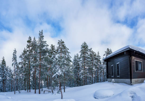 My house on a bright winter day, a lot of snow and blue skies