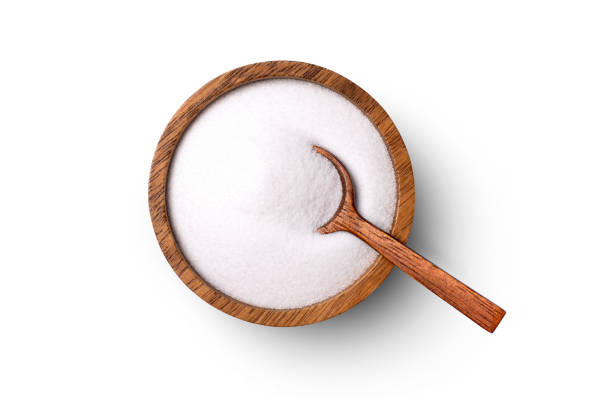 Salt in wooden bowl