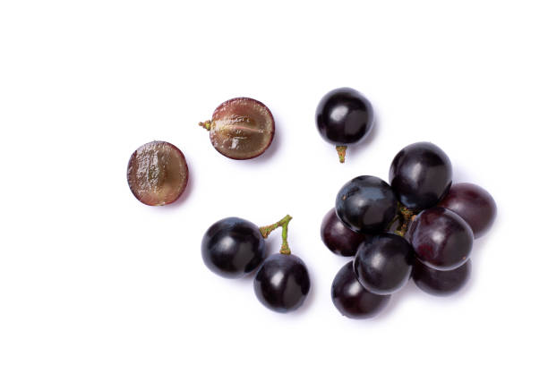 istock Bunch of dark blue grape isolated on white 1404442786