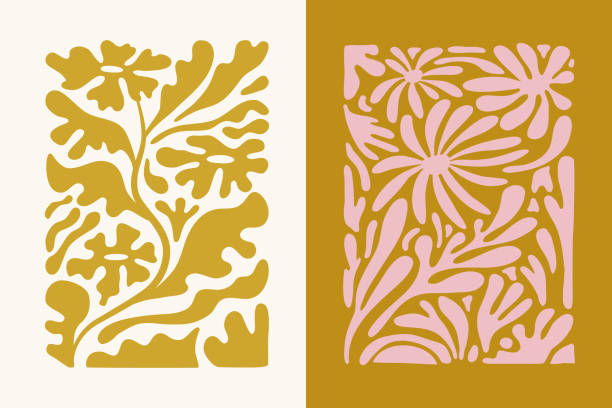 illustrazioni stock, clip art, cartoni animati e icone di tendenza di illustrazione vettoriale in stile lineare semplice - modelli di design - modello senza cuciture in stile hippie - flowers illustration