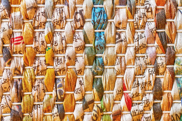 macro, old sheets of paper woven