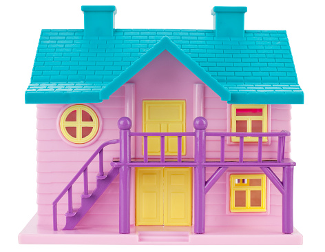 Plastic Toy house on white background.