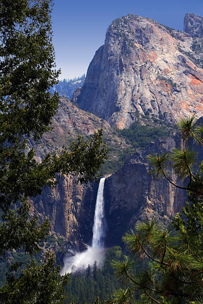 cascata nella foresta nazionale di yosemite - bridal veil falls niagara foto e immagini stock