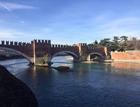 The Castelvecchio Bridge (Italian: Ponte di Castelvecchio or ponte scaligero), is a medieval fortified bridge in Italy, crossing the Adige River in the city of Verona