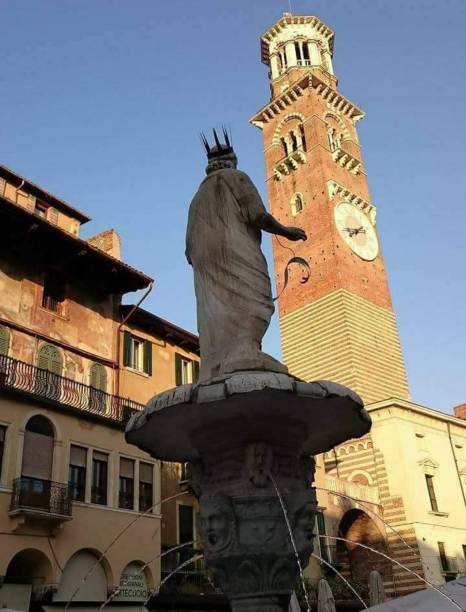 Torre de Lamberti, Piazza delle Erbe, Verona, Italy stock photo